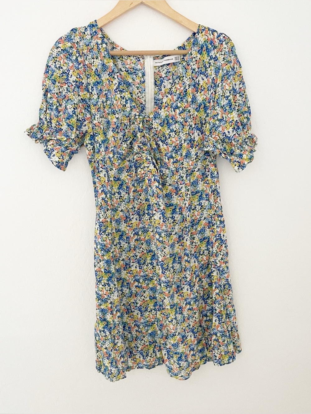 Faithful the brand v neck floral puff sleeve mini dress size 10